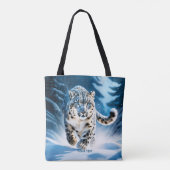 Fantasie Schattigee sneeuw luipaard hardlopen Tote Bag (Achterkant)