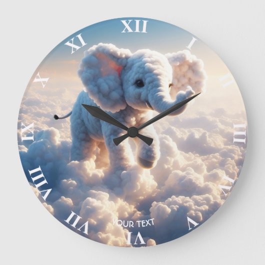 Fantasie Schattigee Vivid Cloud Elephant Sky Grote Klok (Voorkant)