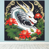 Fantasie Schattigee Vivid Dragon Flowers Bladeren Canvas Afdruk (Insitu (Houten vloer))