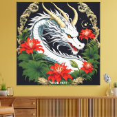 Fantasie Schattigee Vivid Dragon Flowers Bladeren Canvas Afdruk (Insitu (Woonkamer))