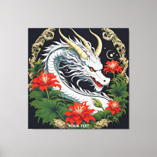 Fantasie Schattigee Vivid Dragon Flowers Bladeren Canvas Afdruk