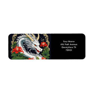 Fantasie Schattigee Vivid Dragon Flowers Bladeren Etiket