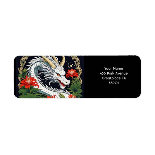 Fantasie Schattigee Vivid Dragon Flowers Bladeren Etiket (Voorkant)