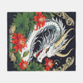 Fantasie Schattigee Vivid Dragon Flowers Bladeren Fleece Deken (Voorkant (Horizontaal))
