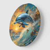 Fantasie Schattigee Vivid Flowers Jumping Dolphin Grote Klok (Hoek)