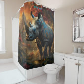 Fantasie Schattigee Vivid Flowers Majestic Rhino Douchegordijn (In situ)