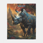 Fantasie Schattigee Vivid Flowers Majestic Rhino Fleece Deken (Voorkant)