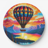 Fantasie Schattigee Vivid Hete Luchtballon Papieren Bordje (Voorkant)