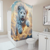 Fantasie Schattigee Vivid Leaping Cloud Lion Douchegordijn (In situ)