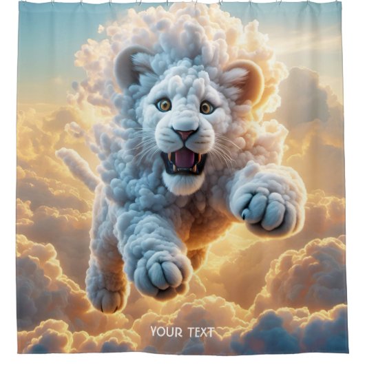 Fantasie Schattigee Vivid Leaping Cloud Lion Douchegordijn (Voorkant)