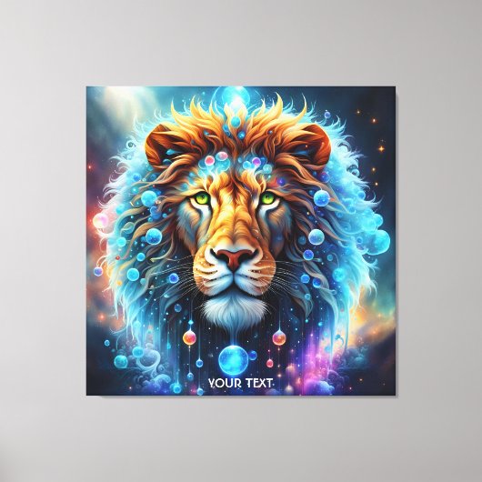 Fantasie Schattigee Vivid Lion Space Bubbles Canvas Afdruk (Voorkant)