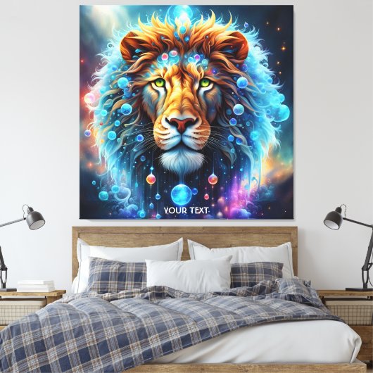 Fantasie Schattigee Vivid Lion Space Bubbles Canvas Afdruk (Insitu (Slaapkamer))