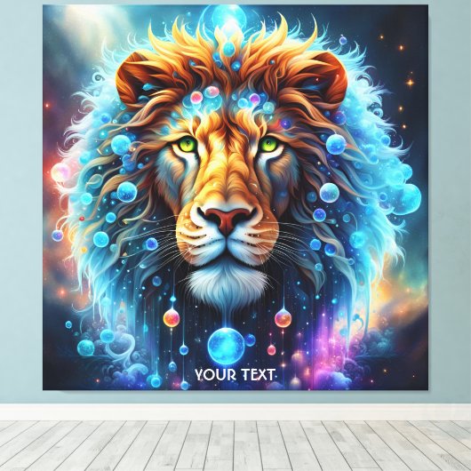 Fantasie Schattigee Vivid Lion Space Bubbles Canvas Afdruk (Insitu (Houten vloer))