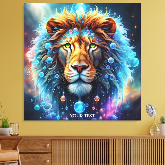 Fantasie Schattigee Vivid Lion Space Bubbles Canvas Afdruk (Insitu (Woonkamer))