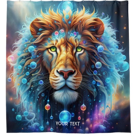 Fantasie Schattigee Vivid Lion Space Bubbles Douchegordijn (Voorkant)