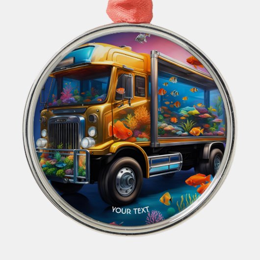 Fantasie Schattigee Vivid Truck Aquarium Vis Metalen Ornament (Voorkant)