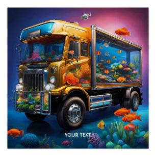 Fantasie Schattigee Vivid Truck Aquarium Vis Perfect Poster