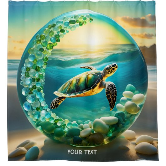 Fantasie Schattigee Vivid Turtle Zee Waves Douchegordijn (Voorkant)