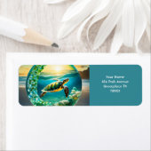 Fantasie Schattigee Vivid Turtle Zee Waves Etiket (Insitu)