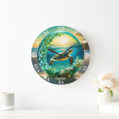 Fantasie Schattigee Vivid Turtle Zee Waves Grote Klok (Huis)