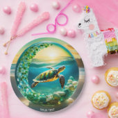 Fantasie Schattigee Vivid Turtle Zee Waves Papieren Bordje (Feest)