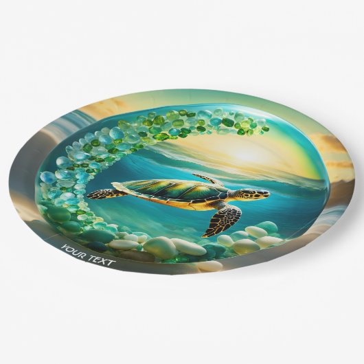 Fantasie Schattigee Vivid Turtle Zee Waves Papieren Bordje (Gekanteld)