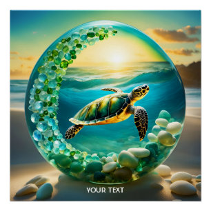 Fantasie Schattigee Vivid Turtle Zee Waves Perfect Poster