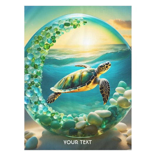 Fantasie Schattigee Vivid Turtle Zee Waves Tafelkleed (Voorkant)