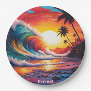 Fantasie Schattigee Vivid Waves Beach Sunset Papieren Bordje