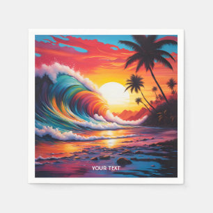 Fantasie Schattigee Vivid Waves Beach Sunset Servet