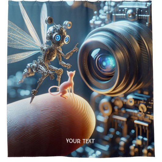 Fantasie Schattigee Vliegrobot Vinger Douchegordijn (Voorkant)