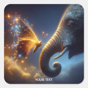 Fantasie Schattigee vlinder Baby olifant Vierkante Sticker
