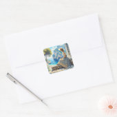 Fantasie Schattigee Waterverf Vrouwen Zee Vierkante Sticker (Envelop)