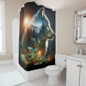 Fantasie Schattigee Wolf Dubbele Expositie Douchegordijn (In situ)