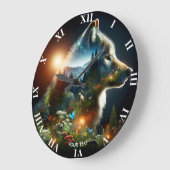 Fantasie Schattigee Wolf Dubbele Expositie Grote Klok (Hoek)