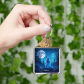 Fantasie Schattigee Wolf Dubbele Expositie Sleutelhanger (Hand)