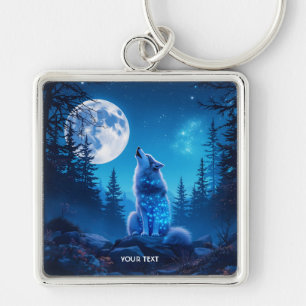 Fantasie Schattigee Wolf Dubbele Expositie Sleutelhanger