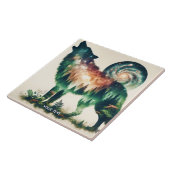 Fantasie Schattigee Wolf Dubbele Expositie Tegeltje (Zijkant)