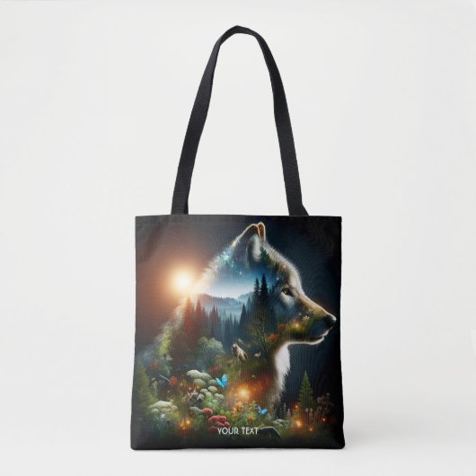 Fantasie Schattigee Wolf Dubbele Expositie Tote Bag (Voorkant)