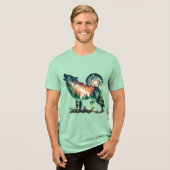 Fantasie Schattigee Wolf Dubbele Expositie Tri-Blend Shirt (Voorkant volledig)