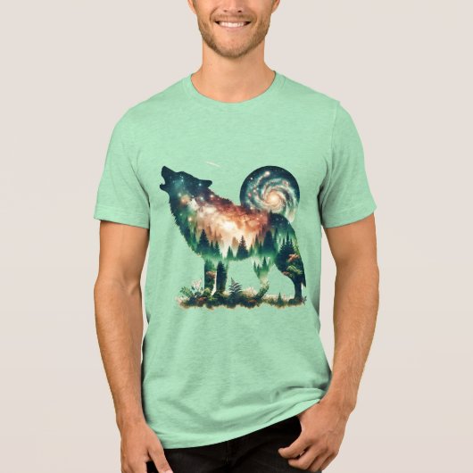 Fantasie Schattigee Wolf Dubbele Expositie Tri-Blend Shirt (Voorkant)
