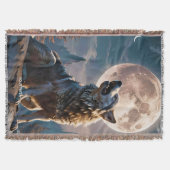 Fantasie Schattigee wolf huilen naar maan Deken (Voorkant)