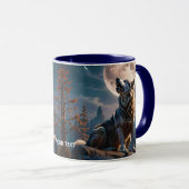 Fantasie Schattigee wolf huilen naar maan Mok (Voorkant rechts)