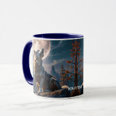 Fantasie Schattigee wolf huilen naar maan Mok (Voorkant links)