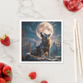 Fantasie Schattigee wolf huilen naar maan Servet (Insitu)