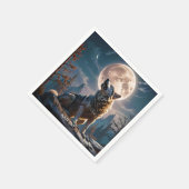 Fantasie Schattigee wolf huilen naar maan Servet (Hoek)