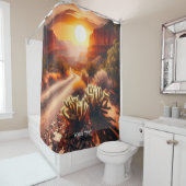 Fantasie Schattigee zon woestijn zonsondergang Douchegordijn (In situ)