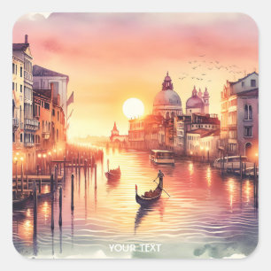 Fantasie Schattigee zonsondergang Venetië Uitzicht Vierkante Sticker