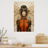 Fantasie Scifi Insecte Vrouw Vlinder Vleugels Poster (Keuken)
