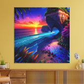 Fantasie Tropisch Strand Vier Canvas Afdruk (Insitu (Woonkamer))